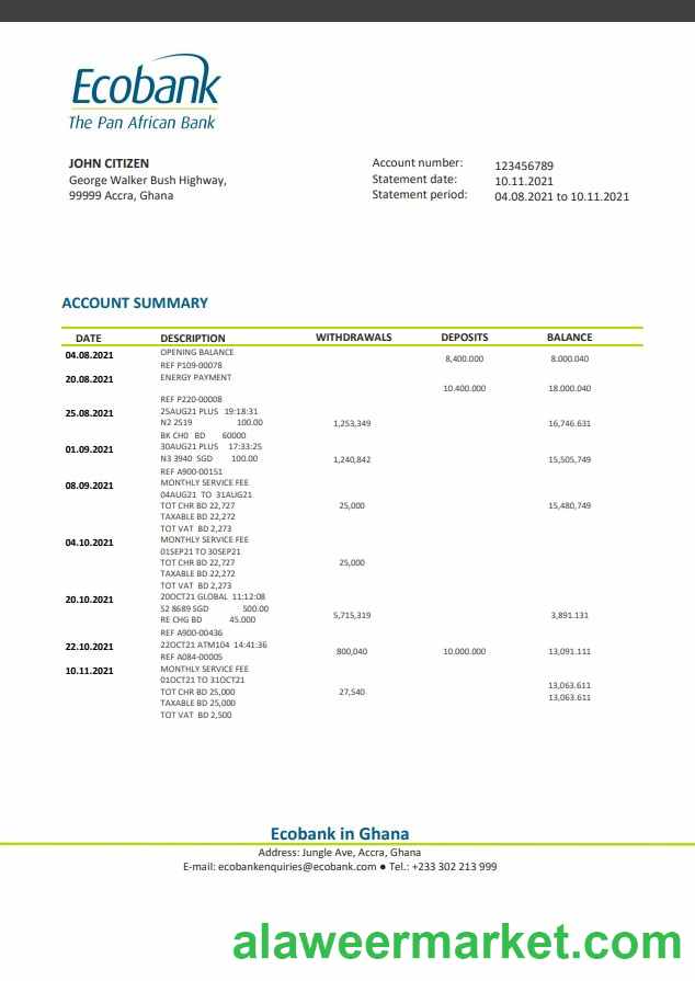 Ghana Ecobank statement